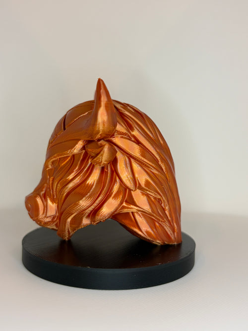 Stierkopf Dekofigur 6 cm – 3D-gedruckt – Rot Gold