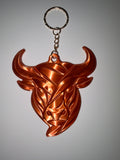 Stier Taschenanhänger 8 cm – 3D-gedruckter Bullenkopf – Rot Gold