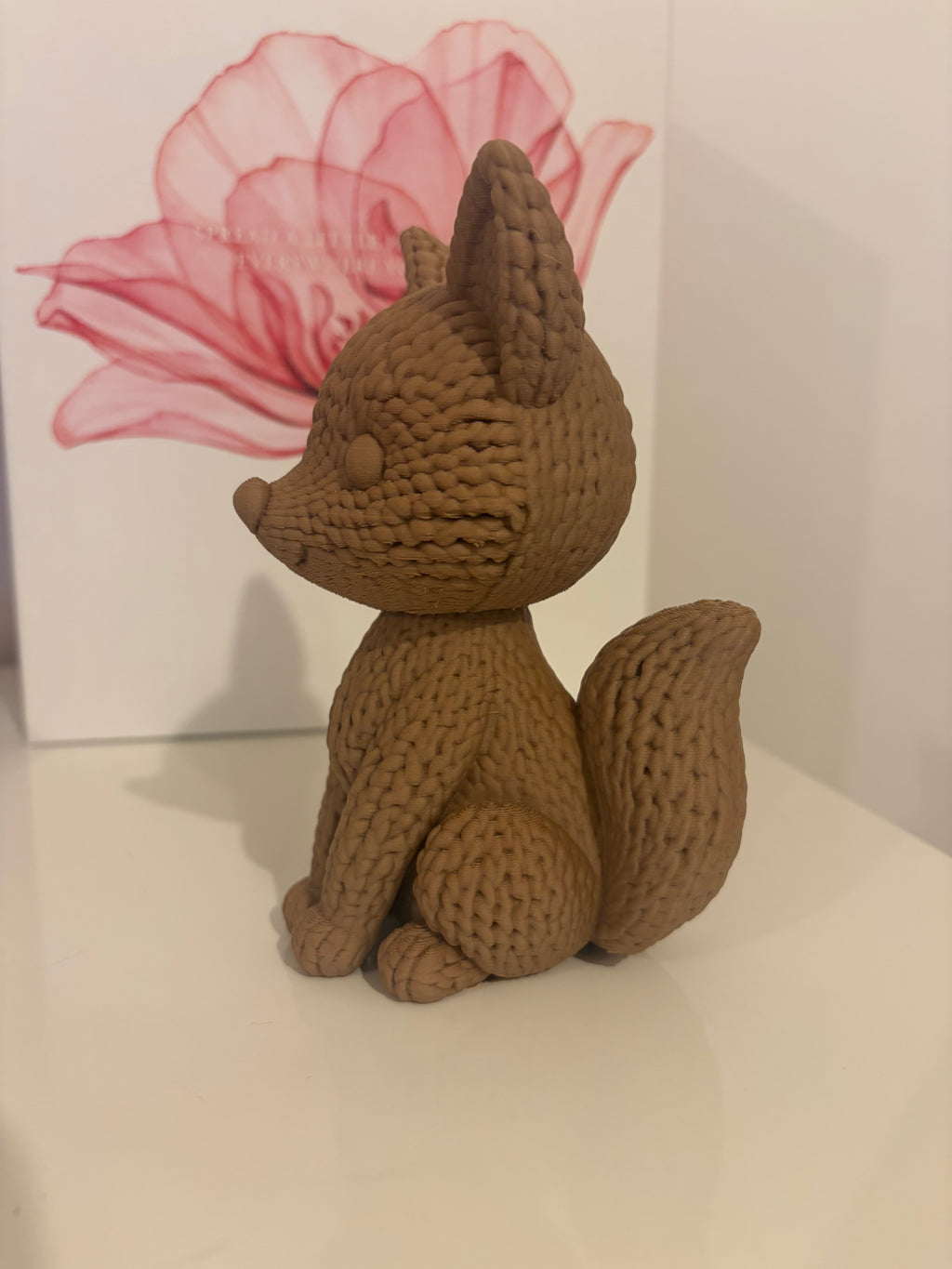 Fuchs in Strickoptik 15 cm – 3D-gedruckte Dekofigur – Wood