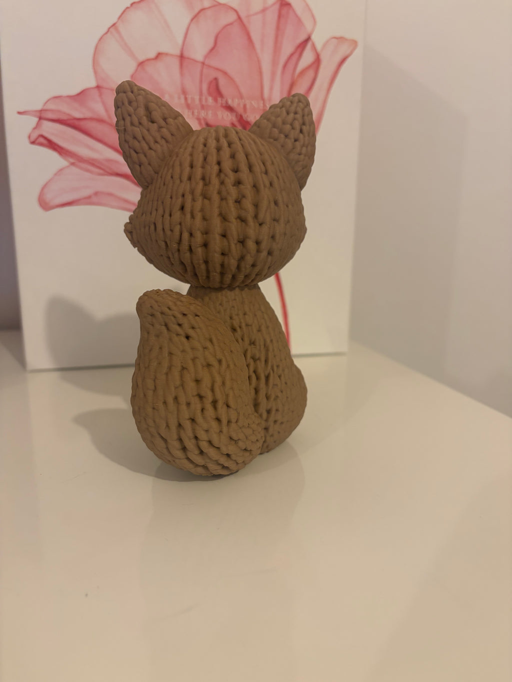 Fuchs in Strickoptik 15 cm – 3D-gedruckte Dekofigur – Wood