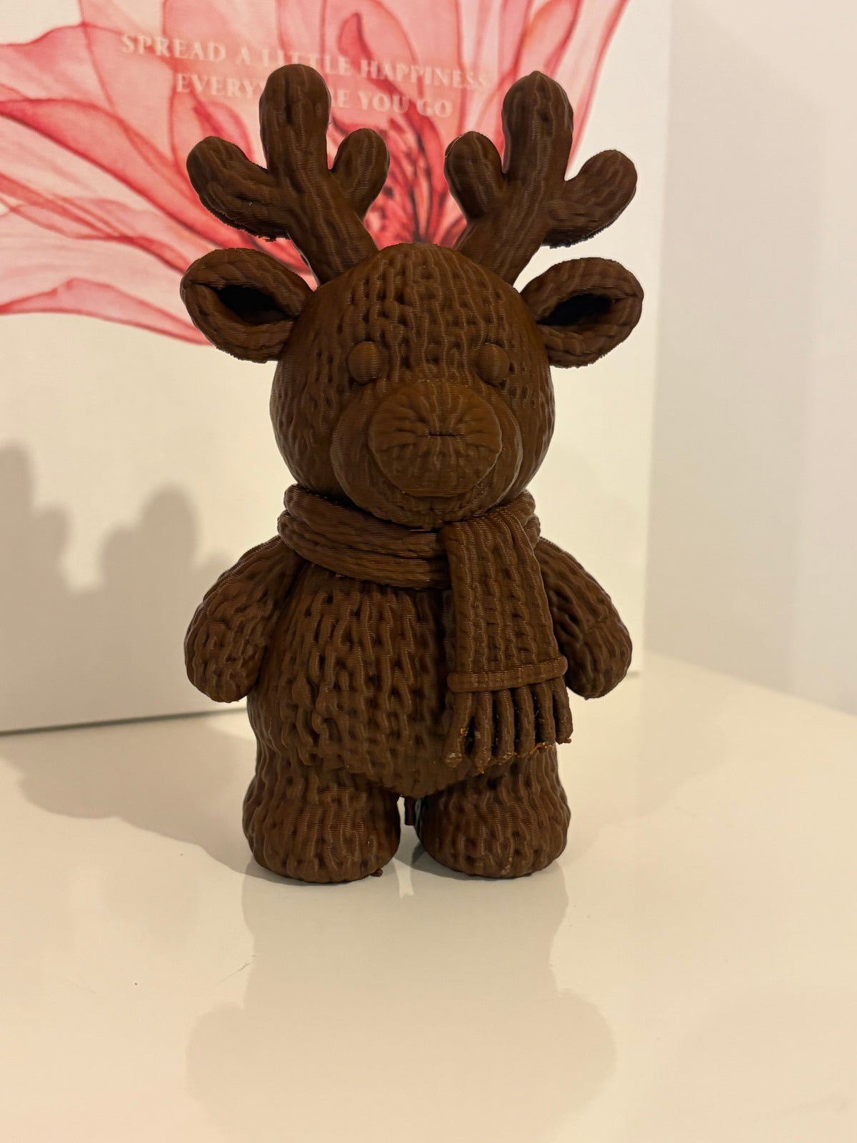Rentier in Strickoptik 15 cm – 3D-gedruckte Weihnachtsdeko – Braun