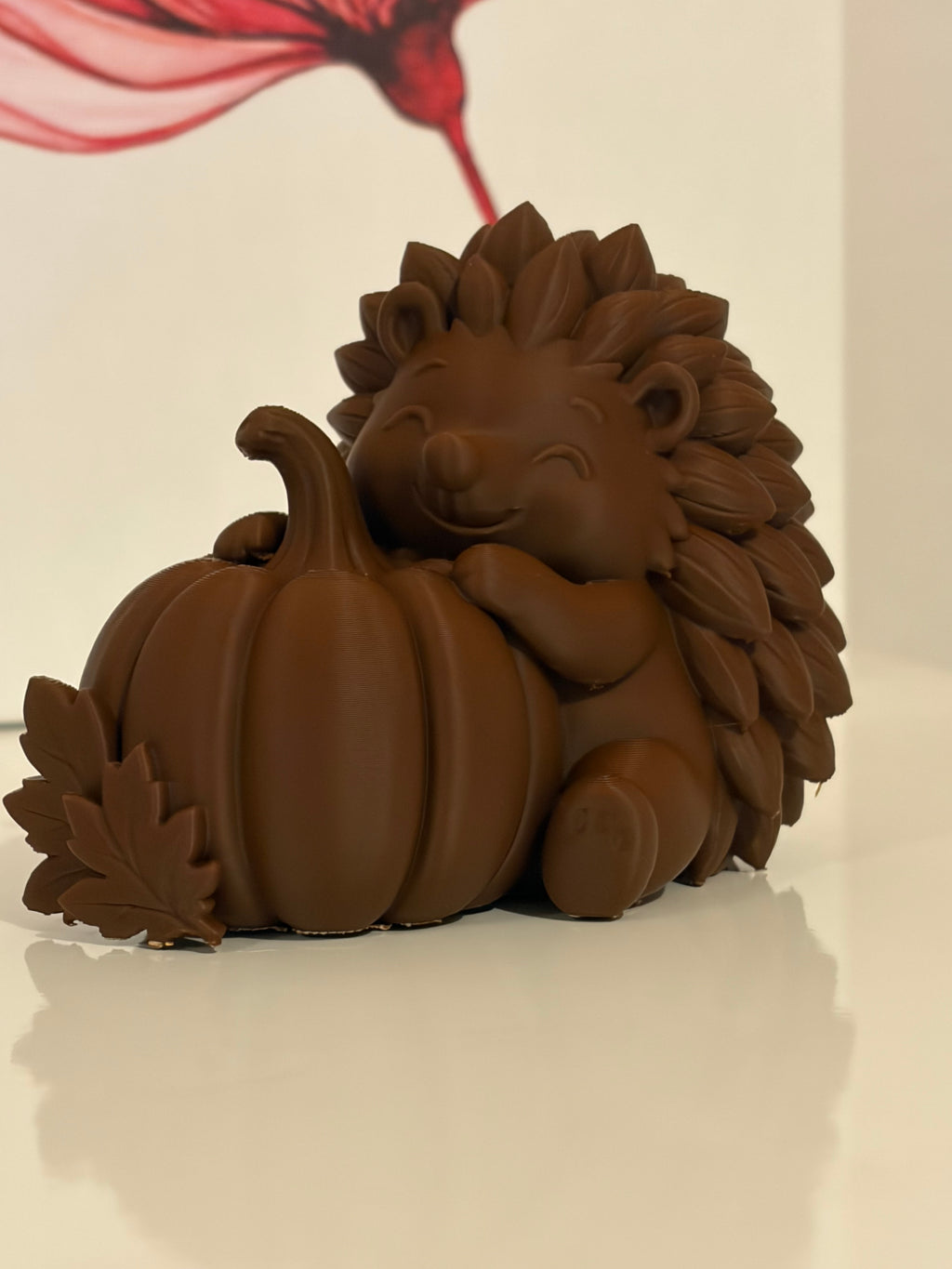 Igel mit Kürbis – 3D-gedruckte Herbstdeko – Braun