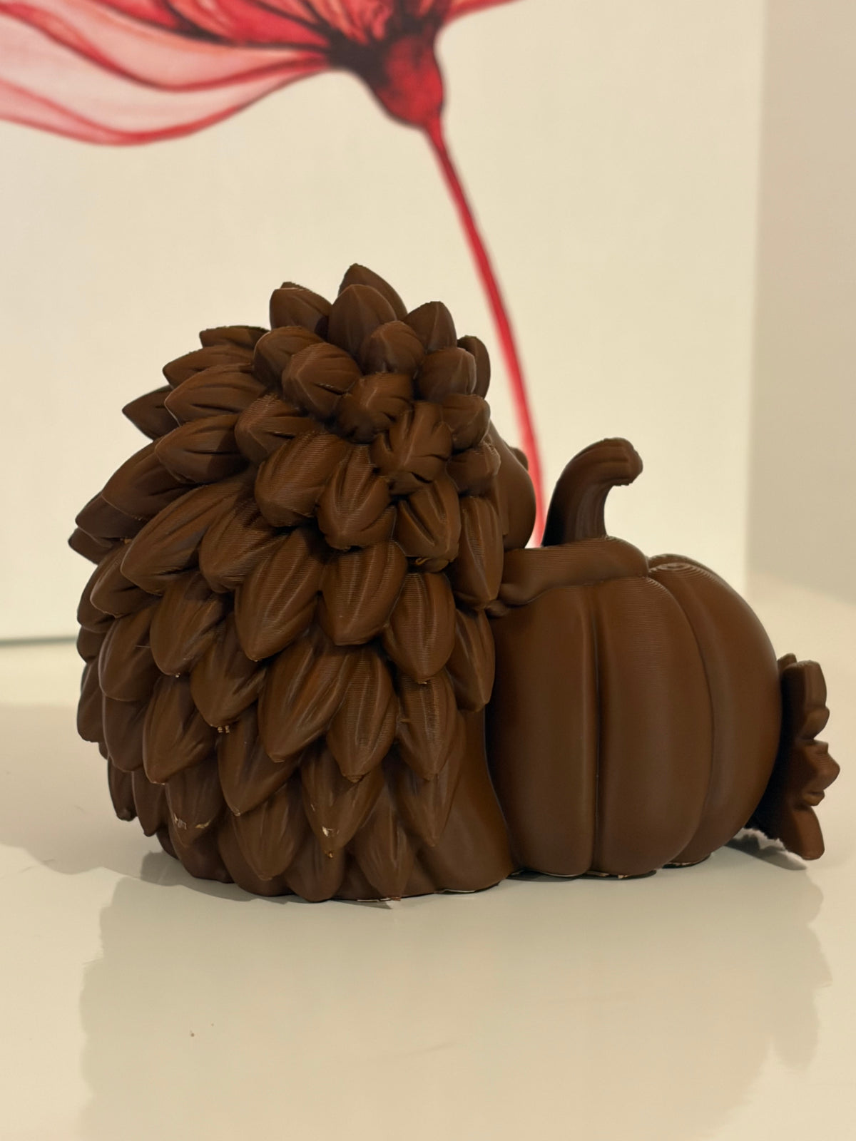 Igel mit Kürbis – 3D-gedruckte Herbstdeko – Braun