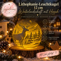 Lithophanie-Leuchtkugel 12 cm – Winterlandschaft mit Hirsch