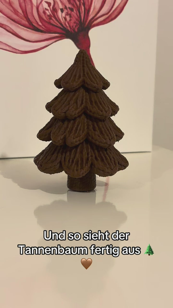 Tannenbaum in Strickoptik 10 cm – 3D-gedruckte Weihnachtsdeko – Braun